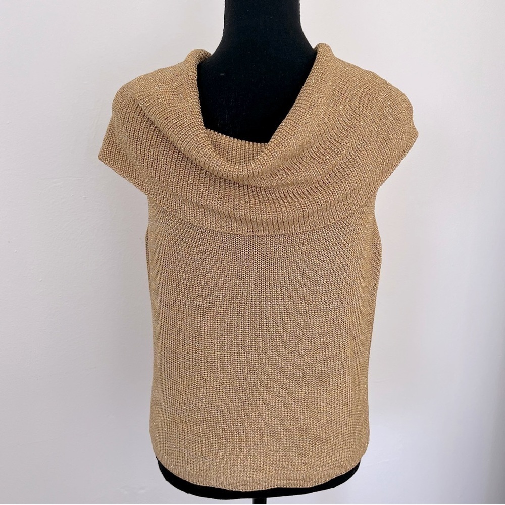 Linda Allard Ellen Tracy Gold Shimmer
Cowl Neck Sleeveless Sweater